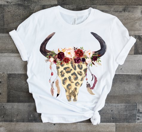 boho leopard skull with feathers