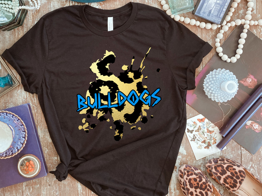 bulldogs splatter blue and gold