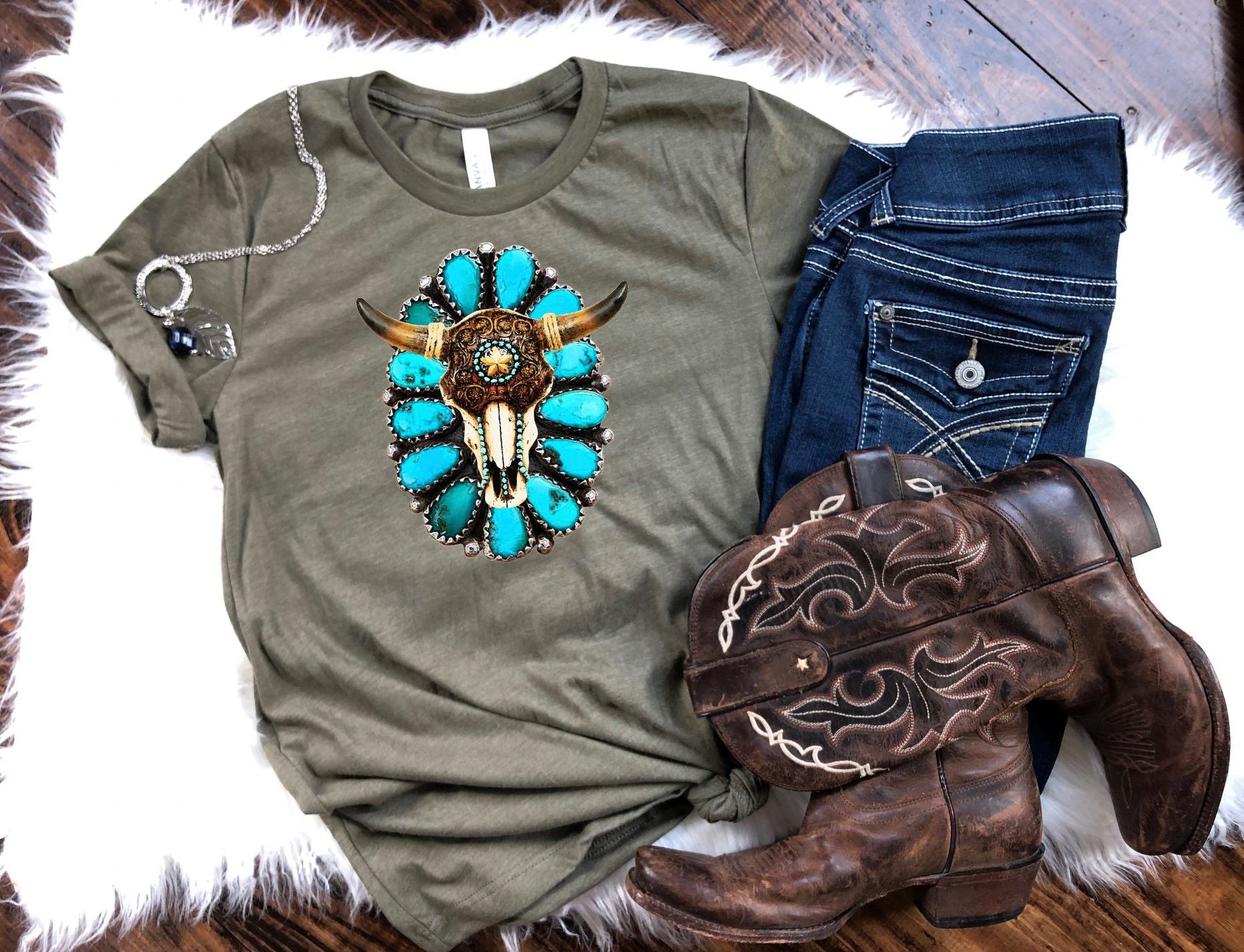 turquoise bull skull forever sassy