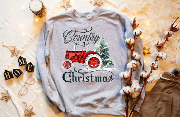 country christmas red tractor