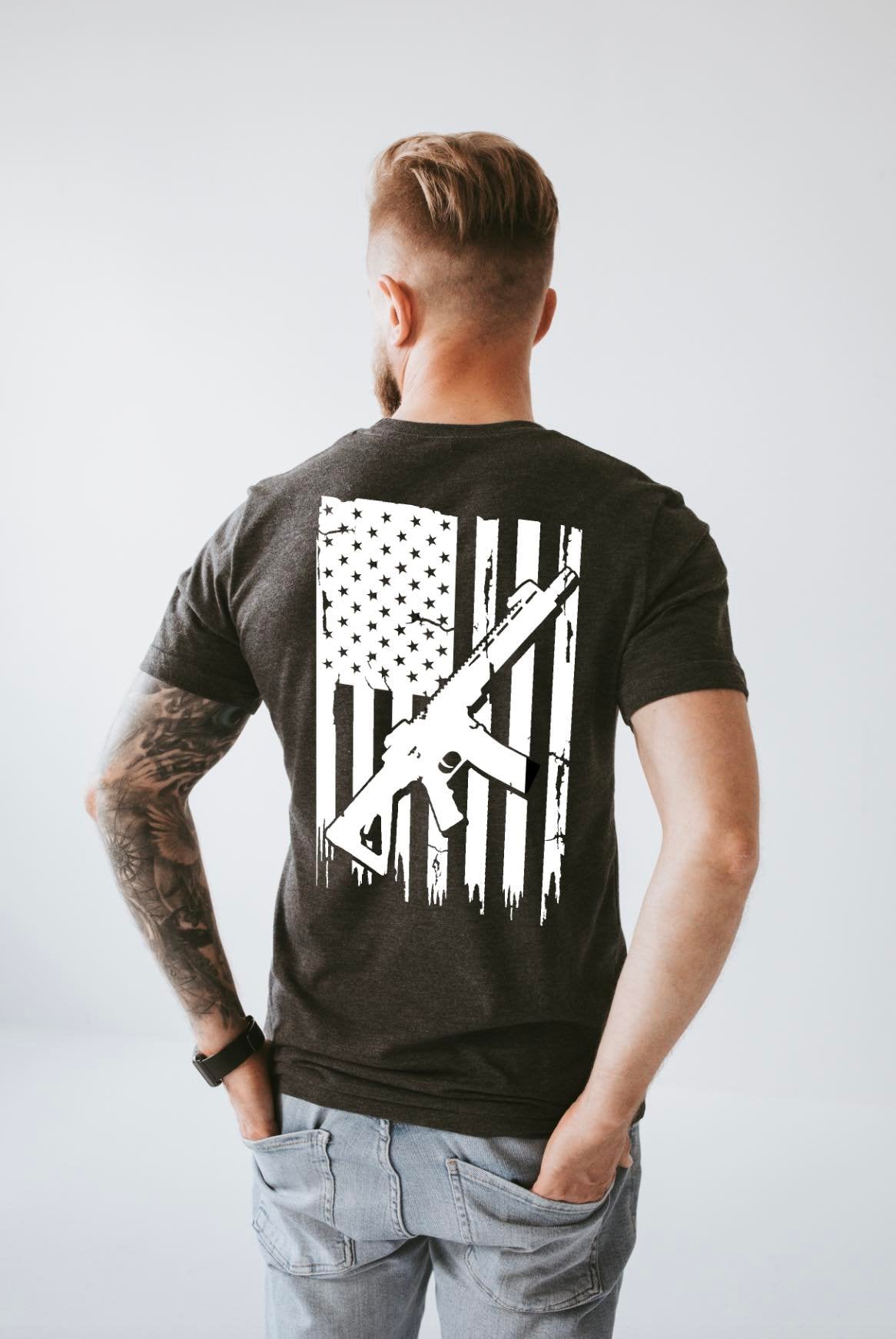 flag rifle Back Print