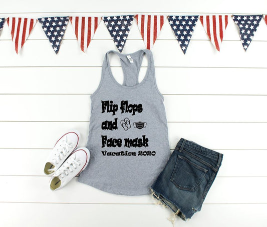 flip flops and face mask