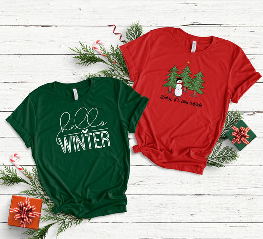 Baby It's Cold Outside Snowman and Trees