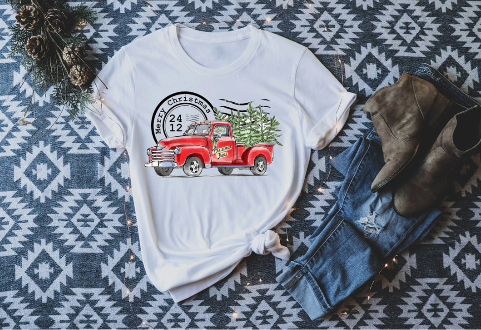 Christmas Truck Postage Stamp Long Sleeve