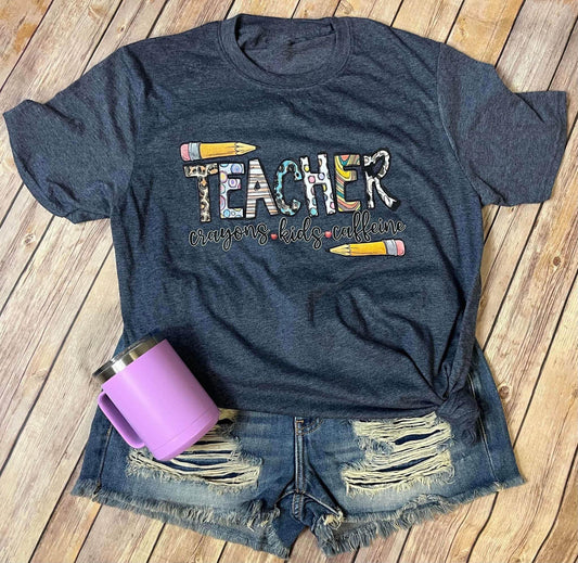 Teacher Crayons Kids and Caffeine