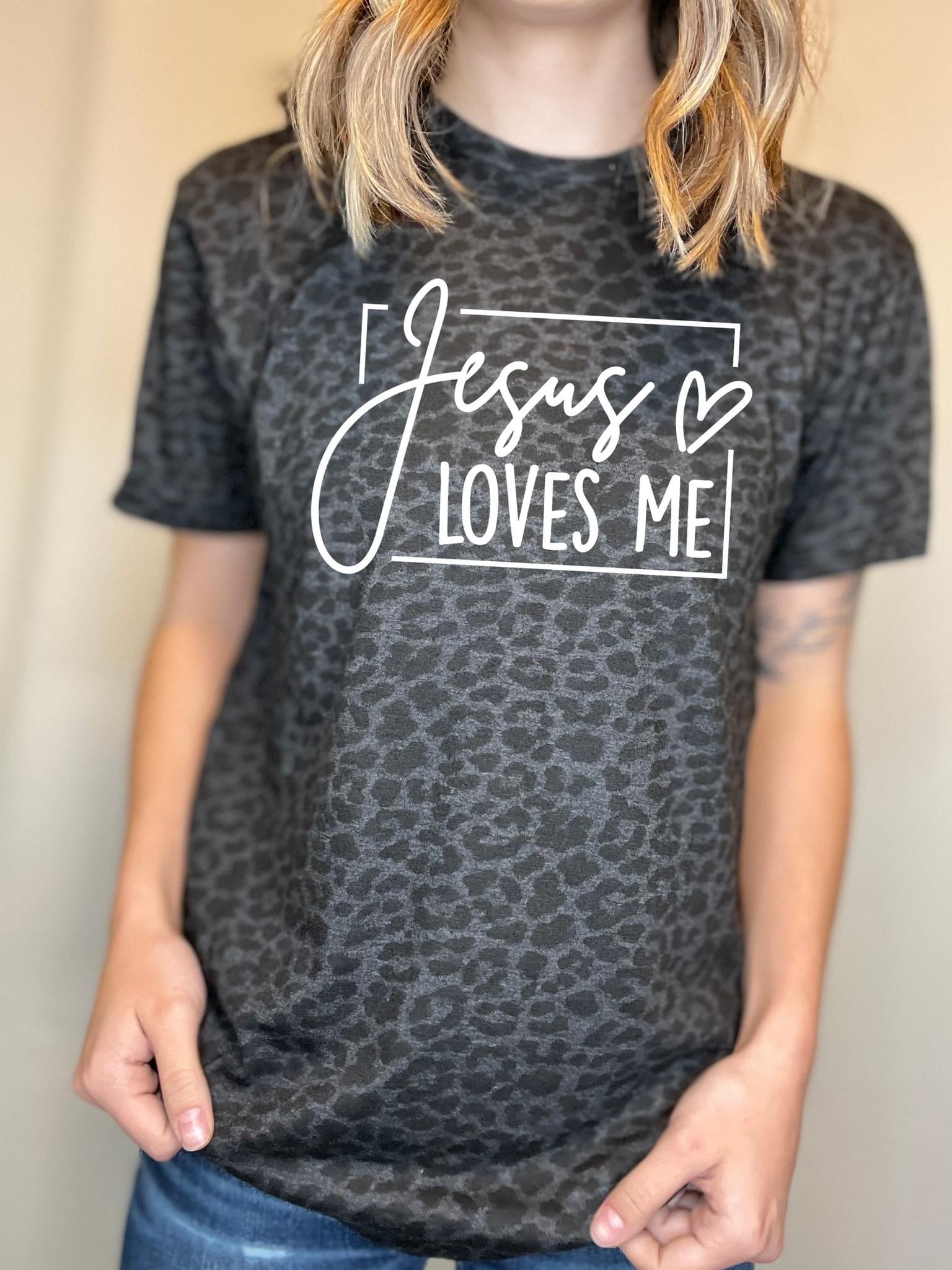 Jesus Loves Me Leopard Tee