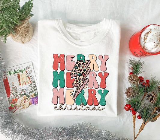 Merry Christmas Leopard Lightning Bolt