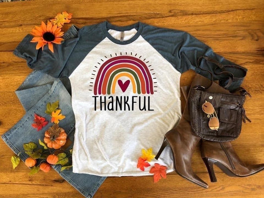 thankful rainbow baseball raglan