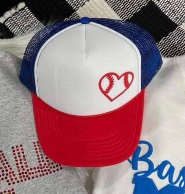 Baseball Heart Trucker Hat