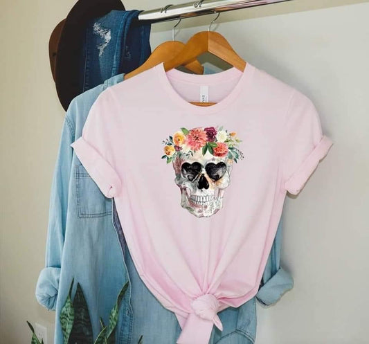 floral heart skull