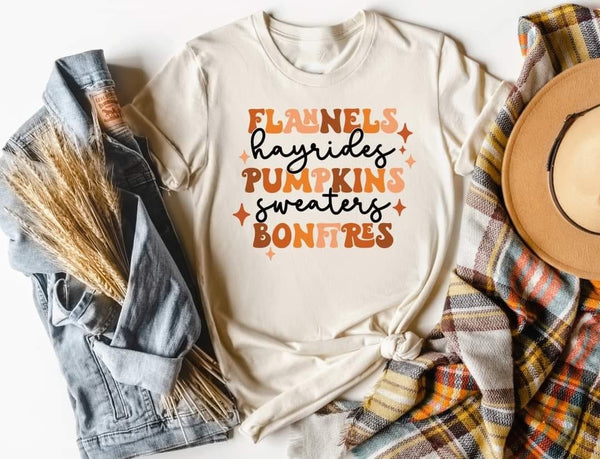 flannels hayrides pumpkins tee shirt