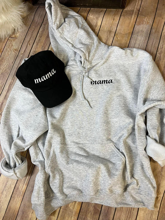 mama embroidered hooded sweatshirt