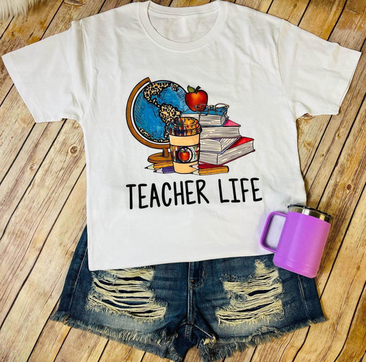 teacher life globe and books