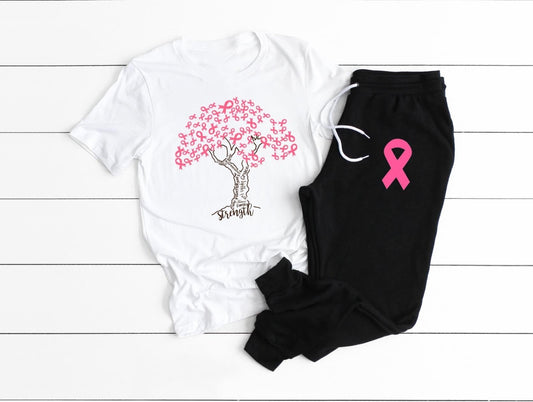 pink ribbon breast cancer joggers