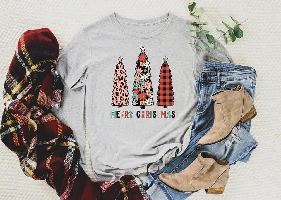 Merry Christmas Floral Trees