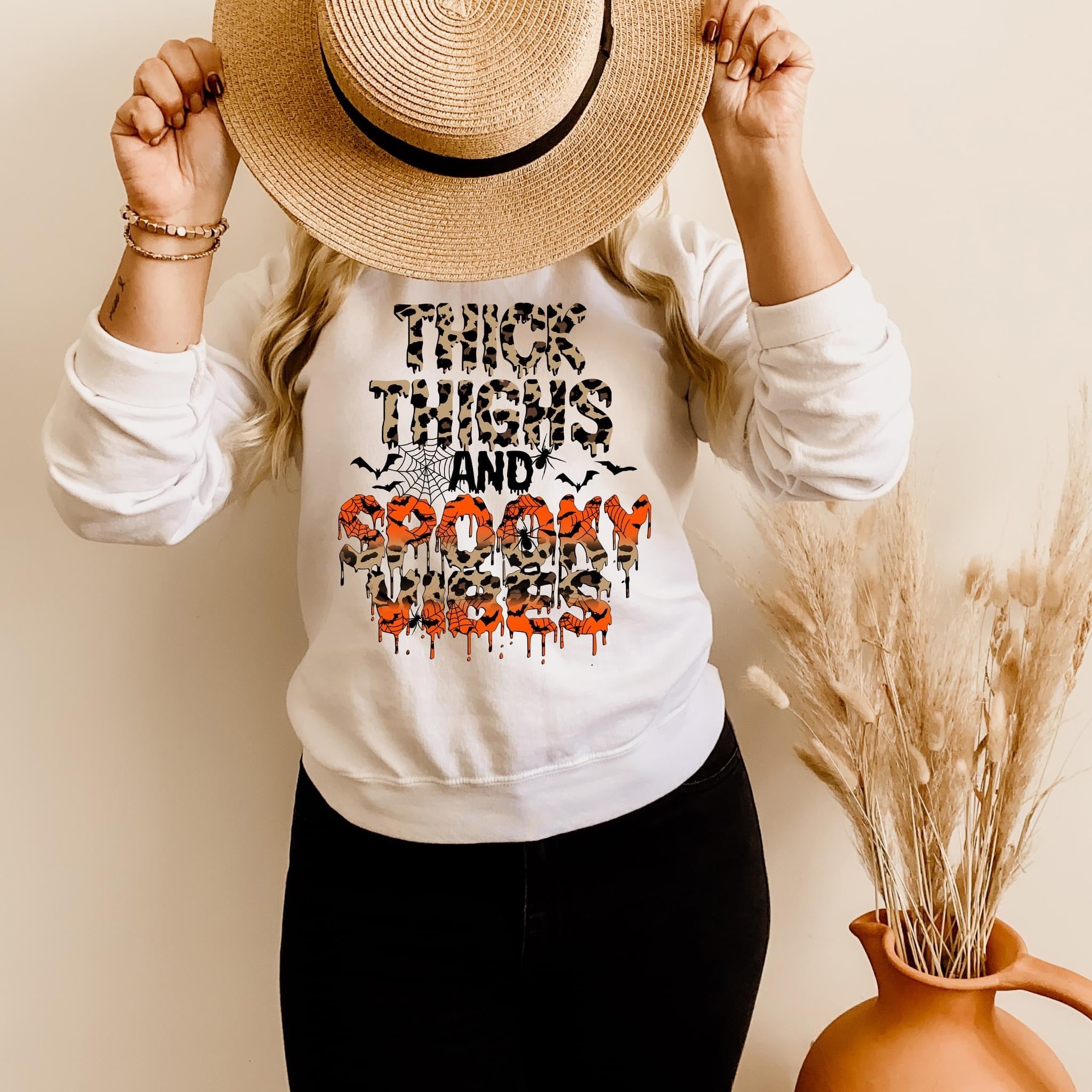 thick thighs and spooky vibes fleece