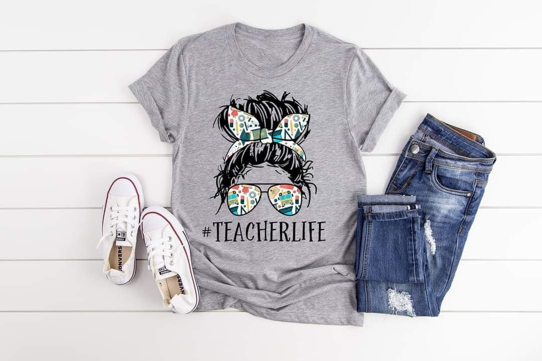teacher life messy bun