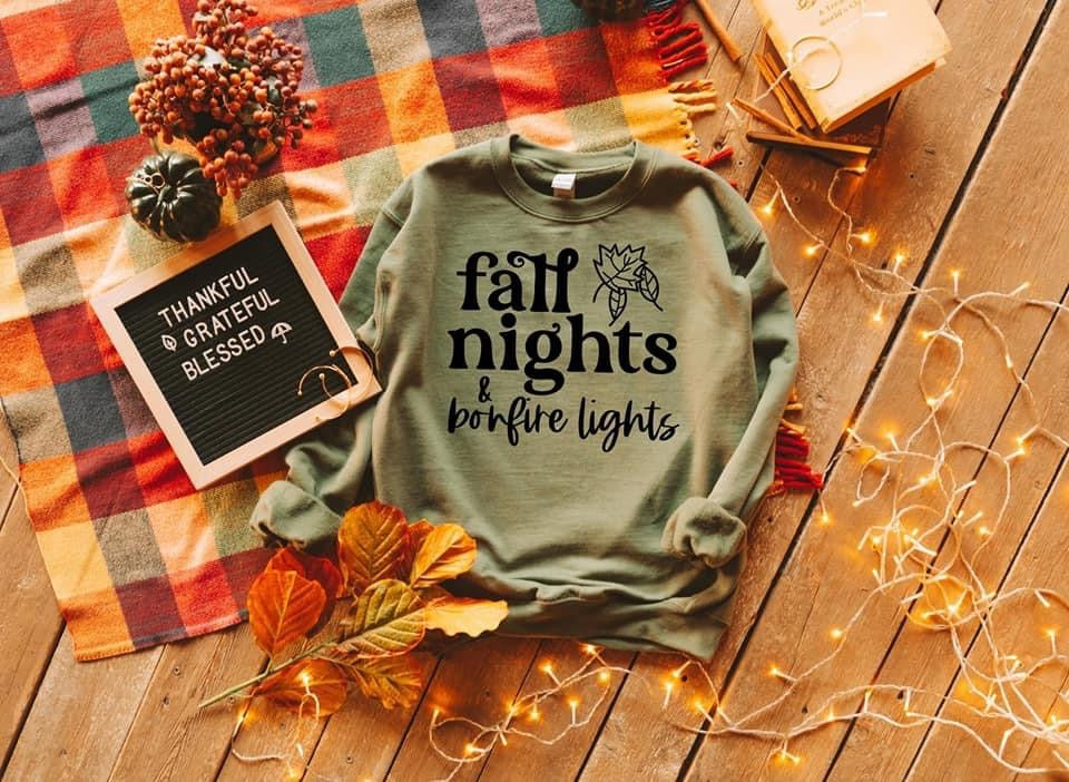 fall nights and bonfire lights tee