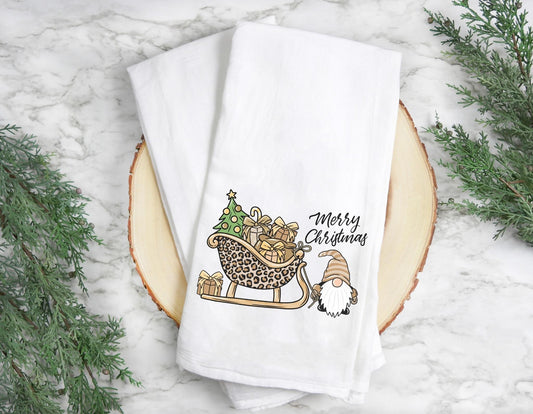 Merry Christmas Leopard Gnome Towel