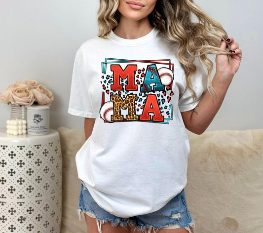 Mama Baseball Leopard Square