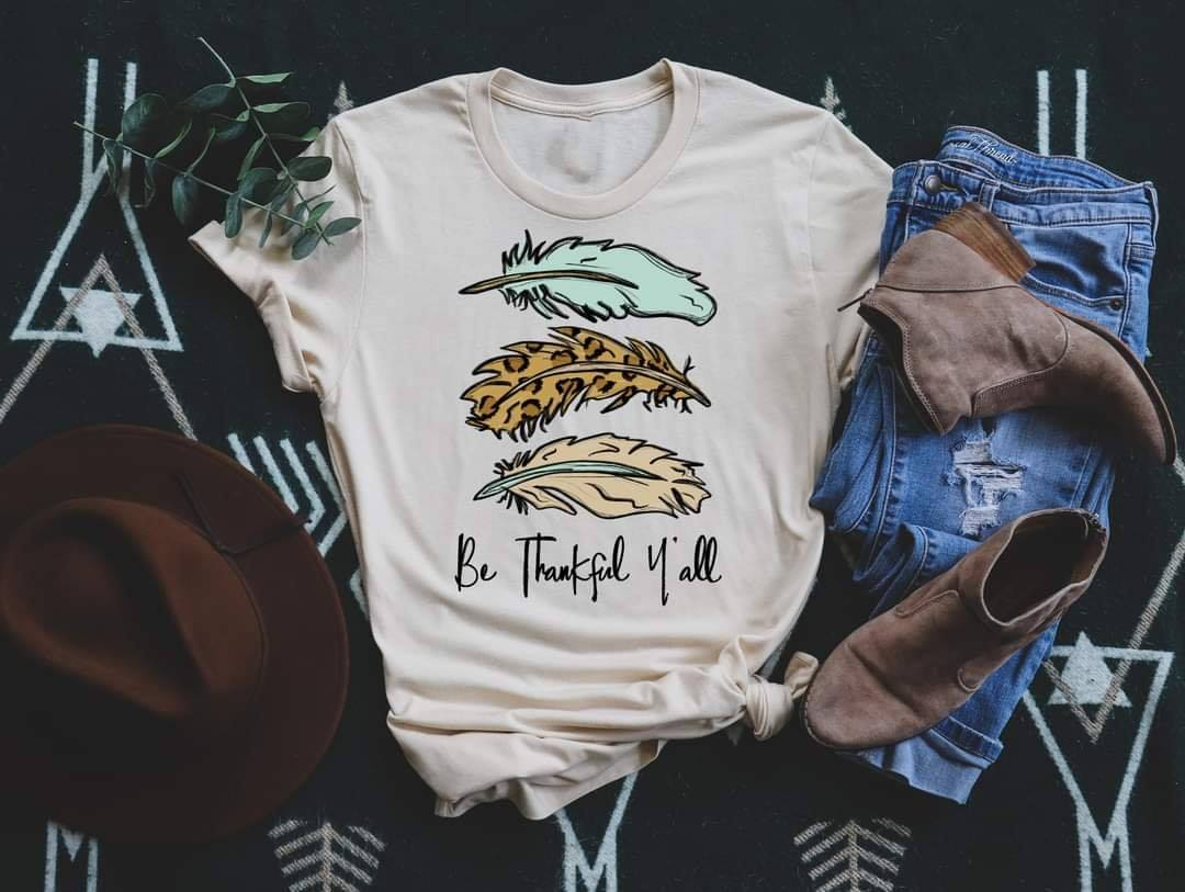 Be Thankful Feathers Long Sleeve