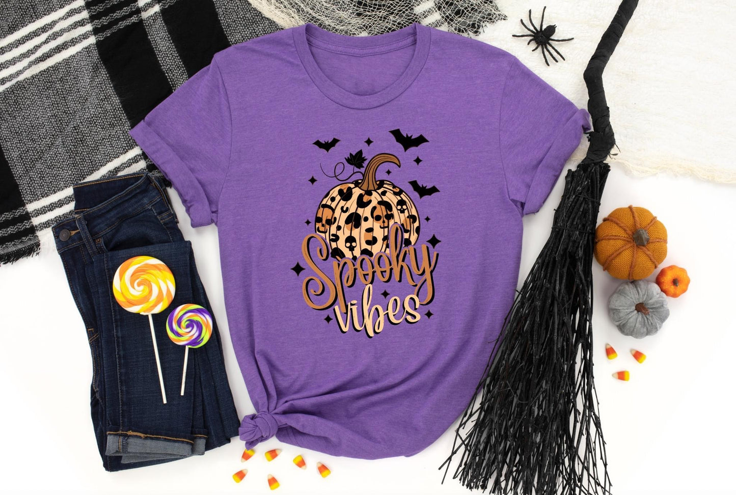 spooky vibes leopard pumpkin