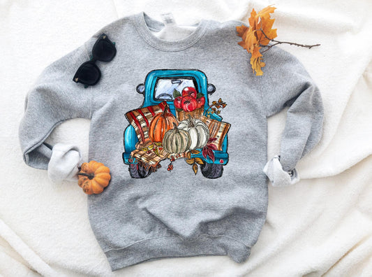teal fall truck fleece