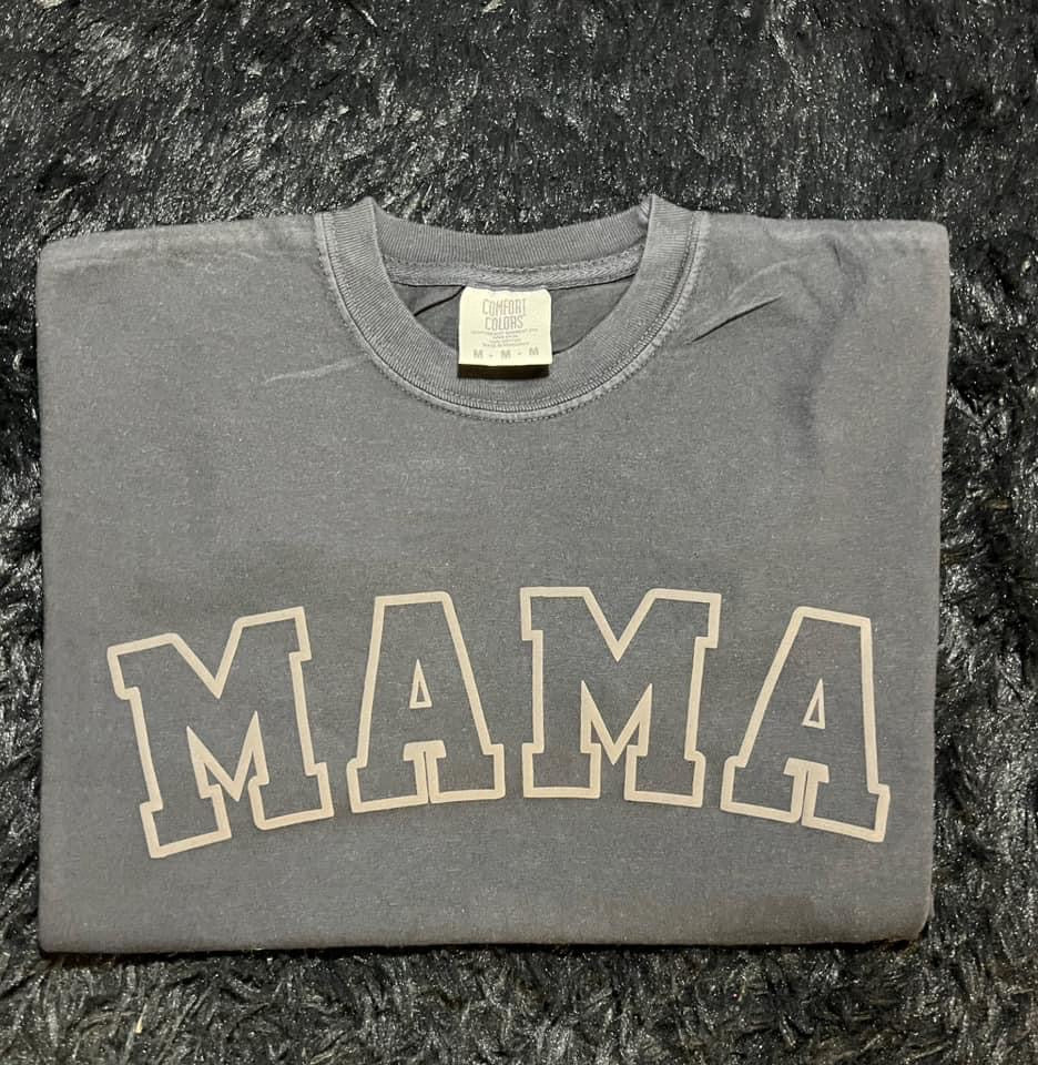 Mama Outline Light Gray Puff