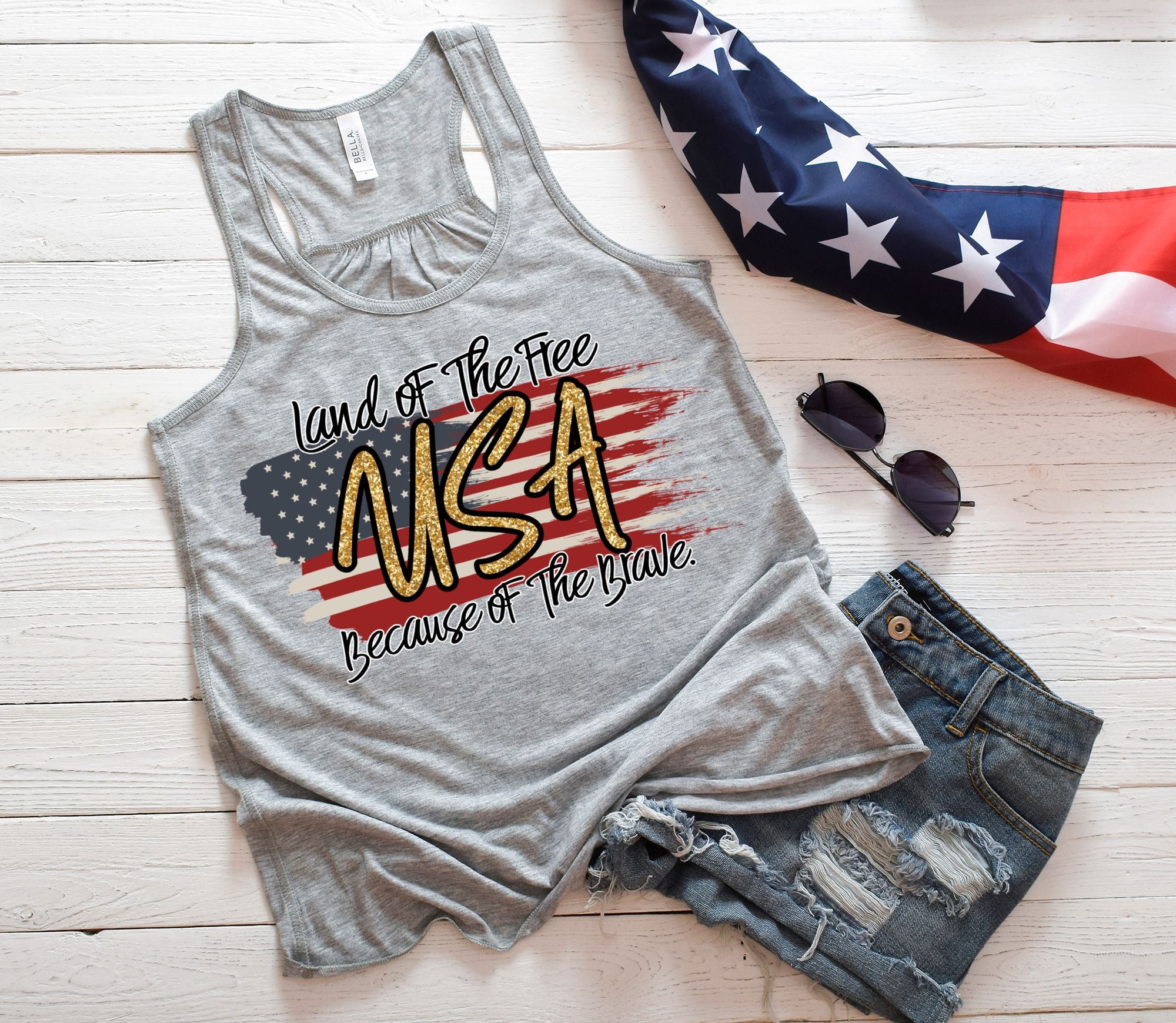 land of the free because of the brave flag tank
