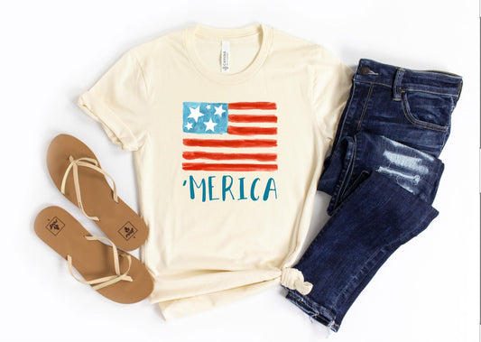 merica flag watercolor