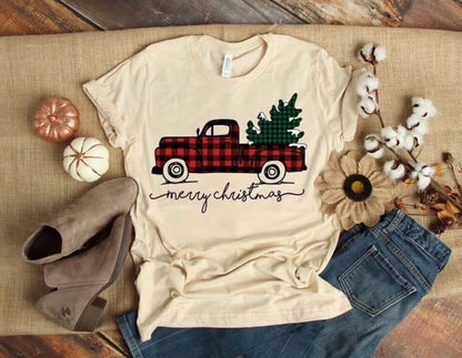 merry christmas plaid truck comfort colors