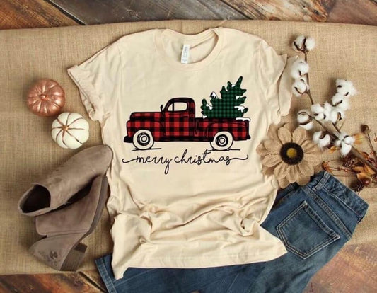 merry christmas plaid truck comfort colors