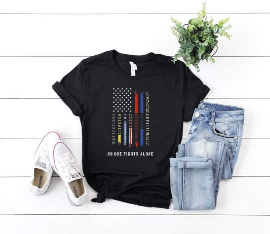 no one fights alone police flag