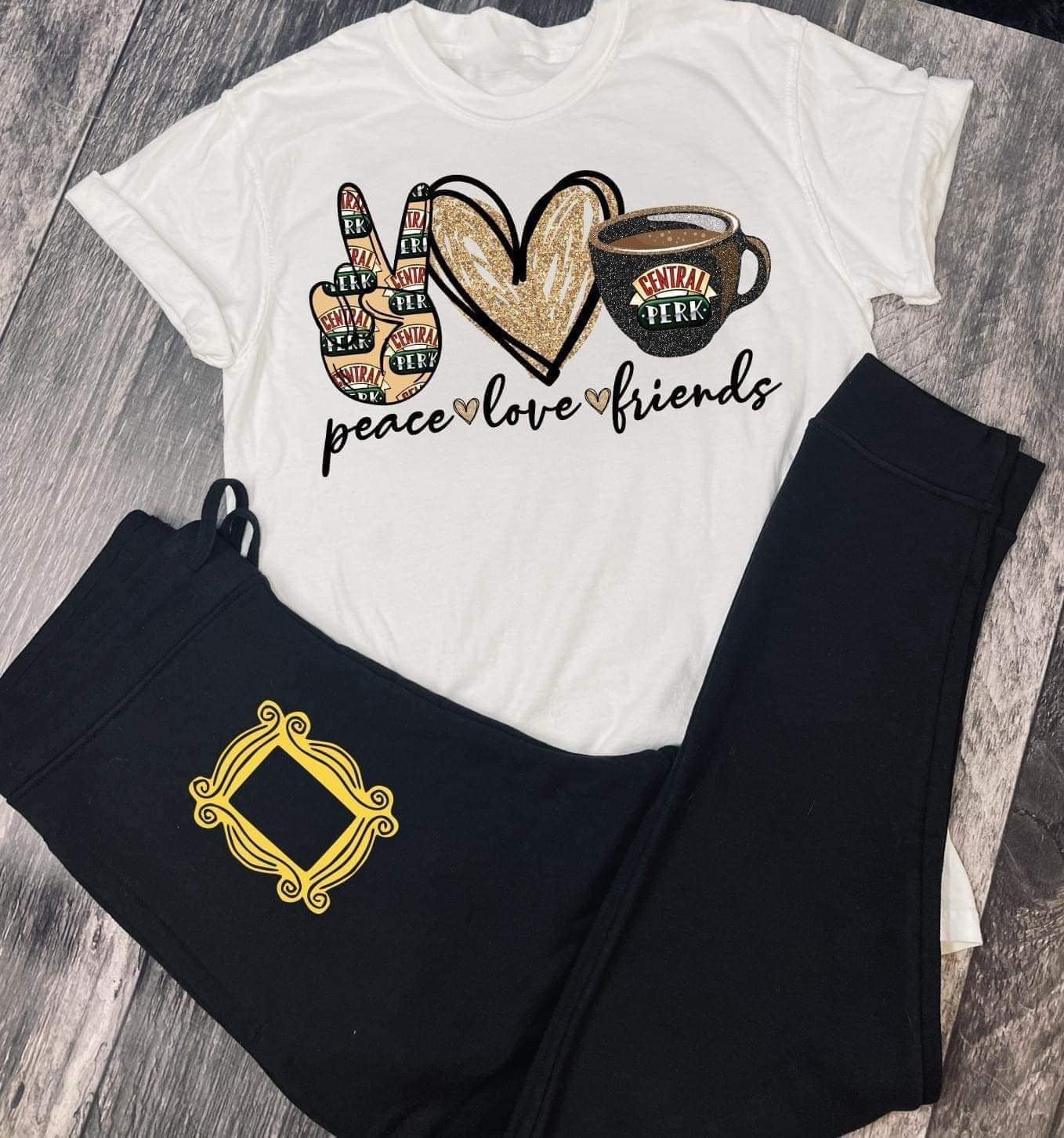 peace love friends combo set tee