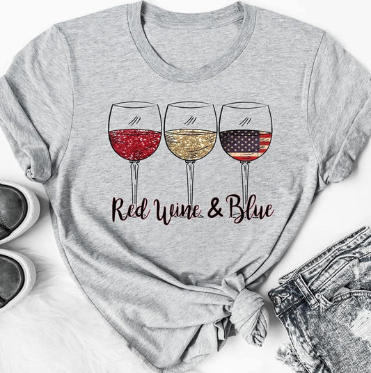 Red Wine and Blue Wine Glasses