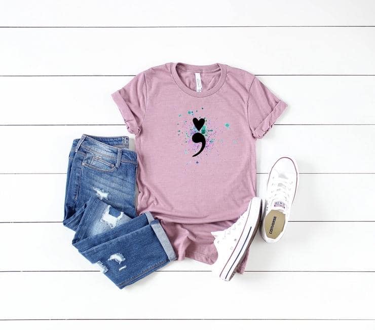 semi colon heart splatter