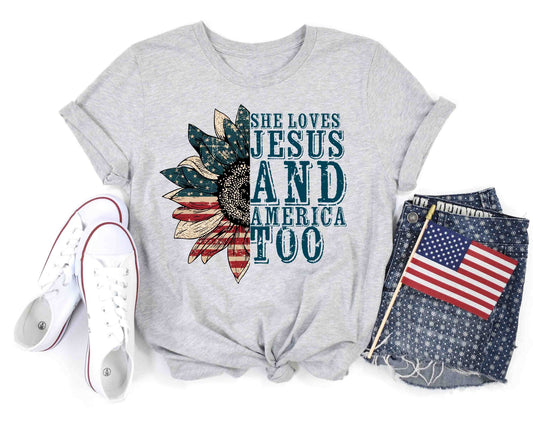 She Loves Jesus And America Too Short Sleeve