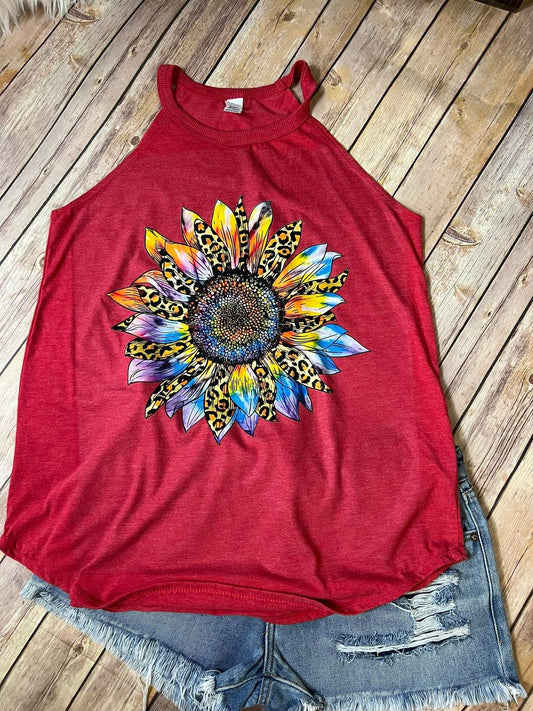sunflower tank top leopard