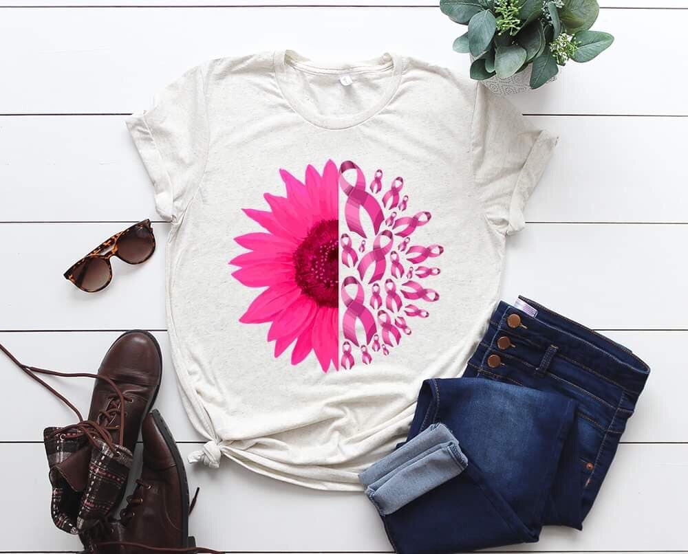 breast cancer sunflower ribbon