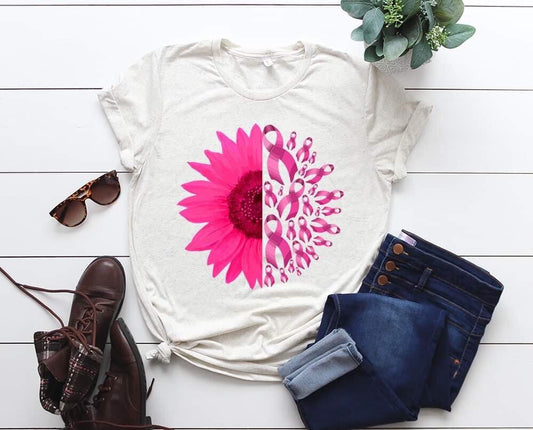 breast cancer sunflower ribbon