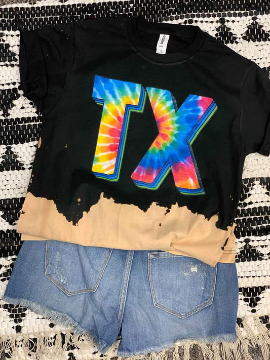 texas tie dye bleached dip