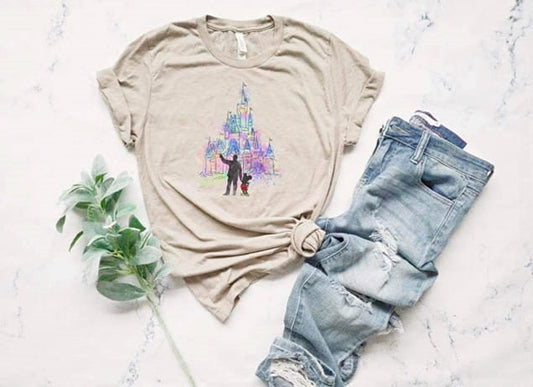 water color castle two people